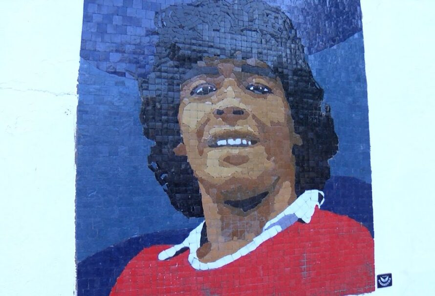 Un mural en mosaico para Diego en Argentinos Juniors